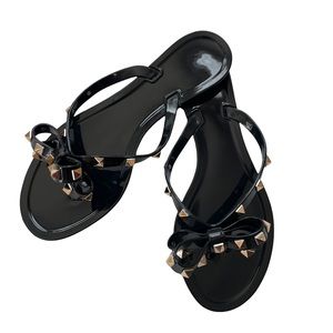 NWOT Jelly Flip Flops Black Studded Size 7